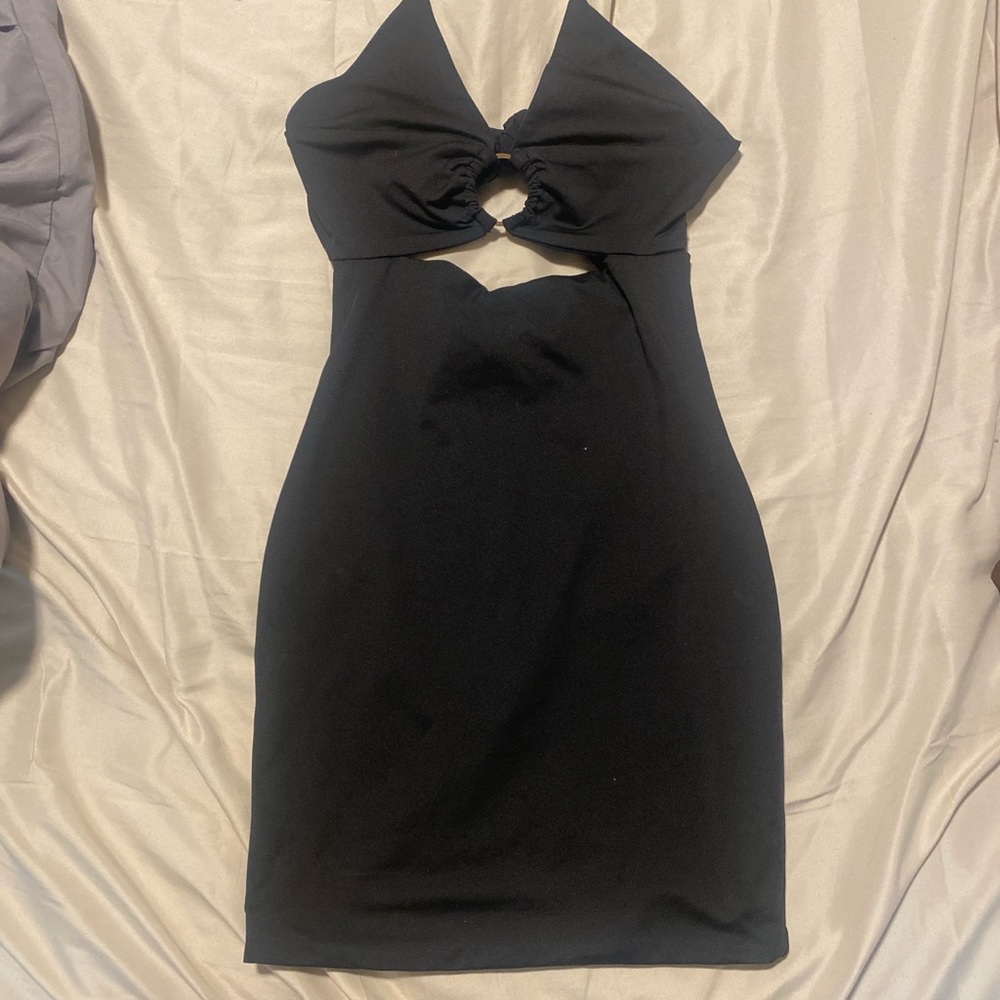 Black halter mini dress with cutout from princess Polly